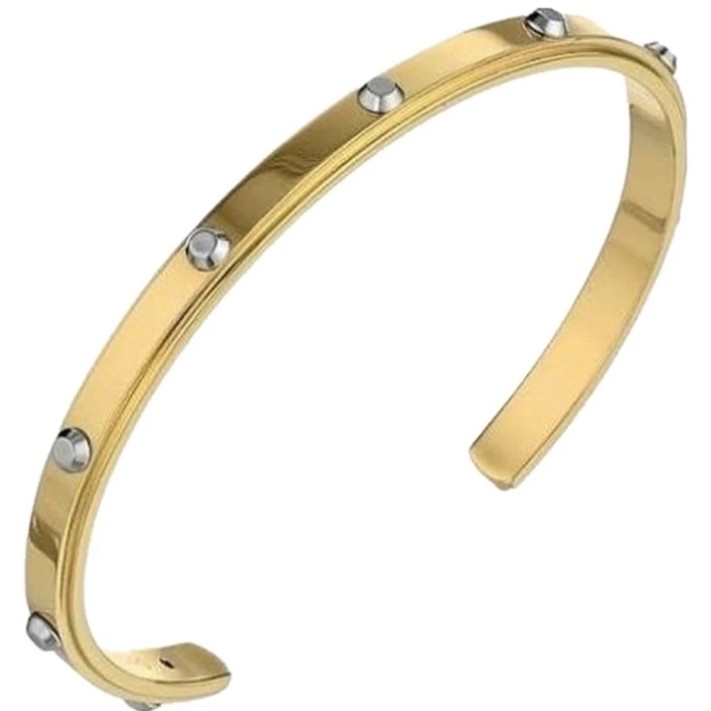 Michael Kors Heritage Astor Gold Tone Cuff with Silver Studs - Picture 2 of 3